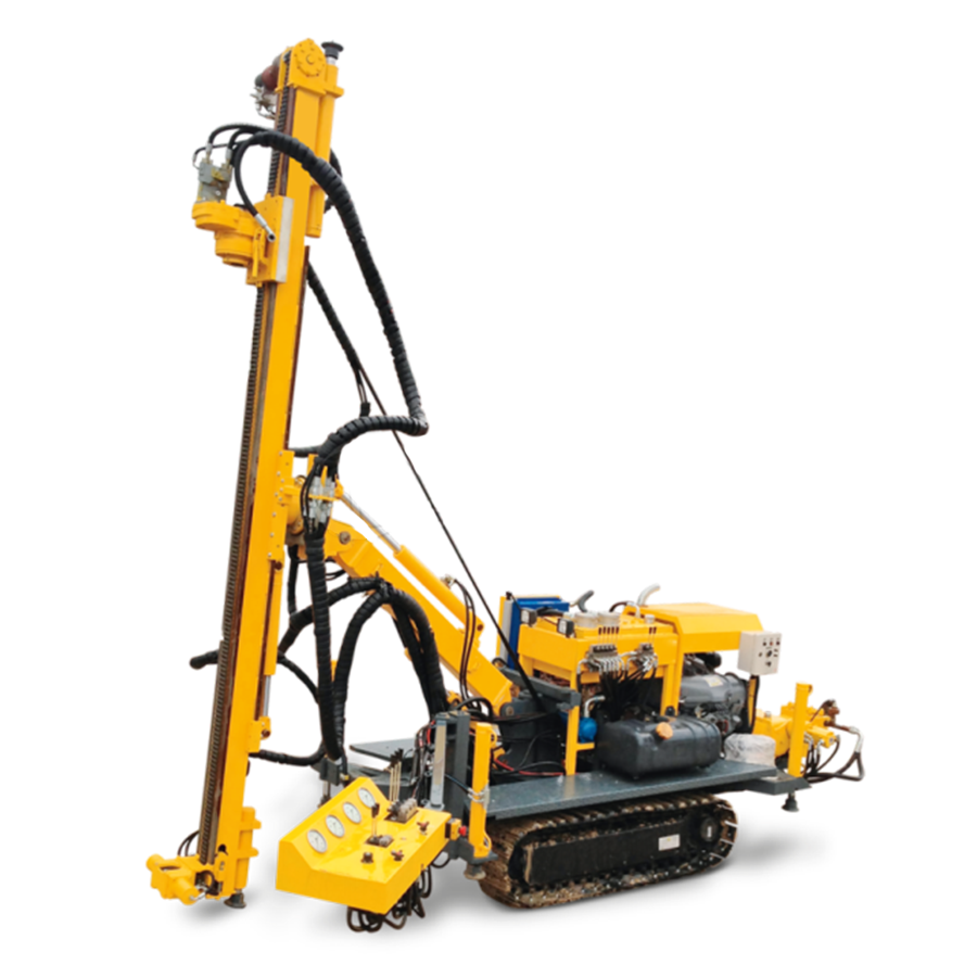 Mesin mobile drilling rig untuk operasional pengeboran presisi di area ekskavasi pertambangan.