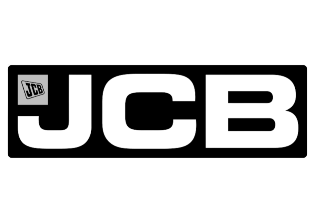 Logo resmi JCB, penyedia mesin konstruksi dan industri yang bekerja sama dengan Solusi Lancar Utama.