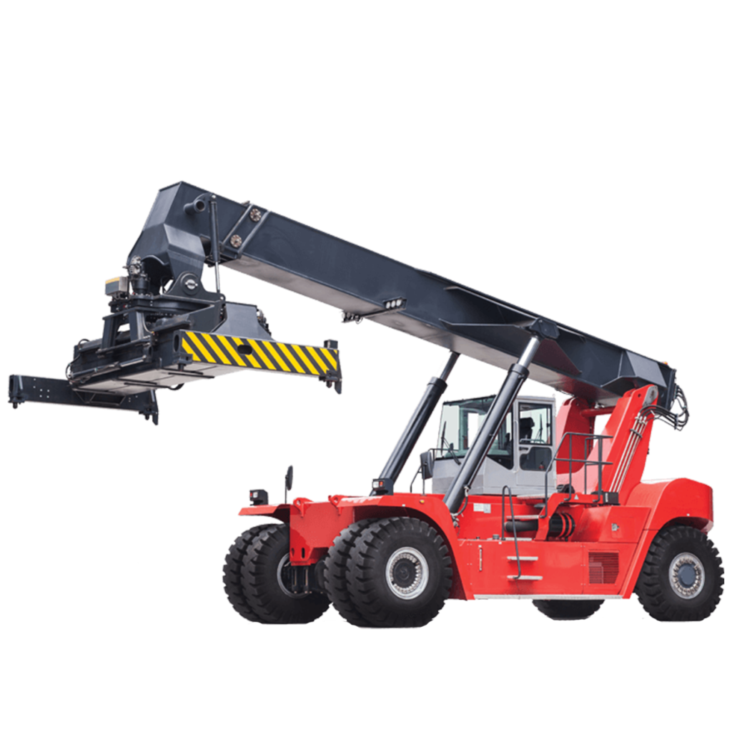 Mesin reach stacker heavy-duty untuk penanganan dan penumpukan material berskala besar.